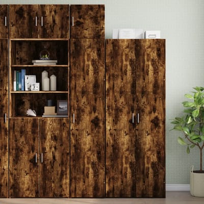 vidaXL - Opbergkast - smal - 40x42,5x225 - cm - bewerkt - hout - gerookt - eikenkleur
