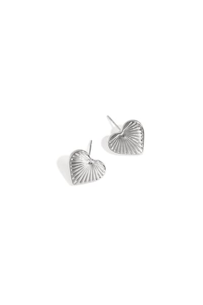 Hart knopjes met ribbel zilver