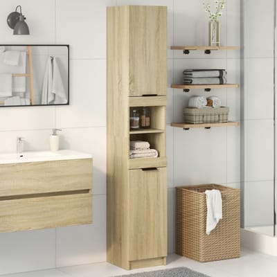 vidaXL - Badkamerkast - 32x34x188,5 - cm - bewerkt - hout - sonoma - eikenkleurig