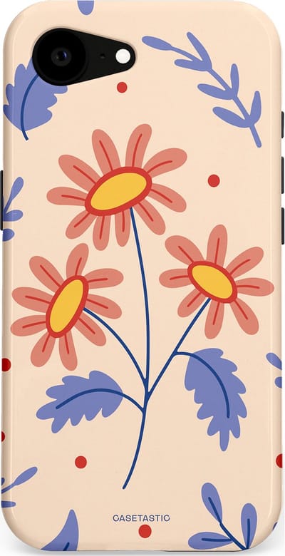 Casetastic hoesje geschikt voor Apple iPhone 16e / Apple iPhone 17e - MagSafe - Dubbellaagse bescherming - Perzikbloem trio - Fashion Case - Lavendel Perzik Zand