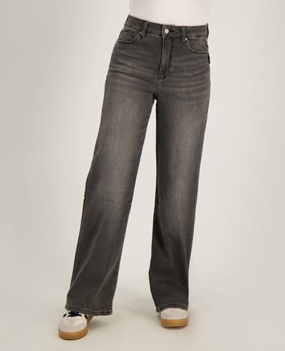 Je m'appelle Dames Broek Straight fit Met stretch - Grijs - Maat XS
