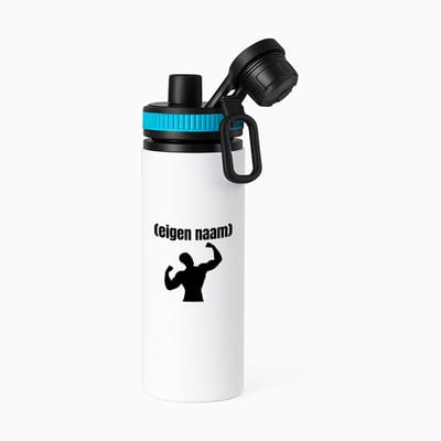 Hacebo® - fitness man met eigen naam waterfles met draaidop blauw - Fitness - atleten/sport liefhebbers - sport - fitness - bodybuilder - verjaardag - cadeau - kado - water fles - 850ML