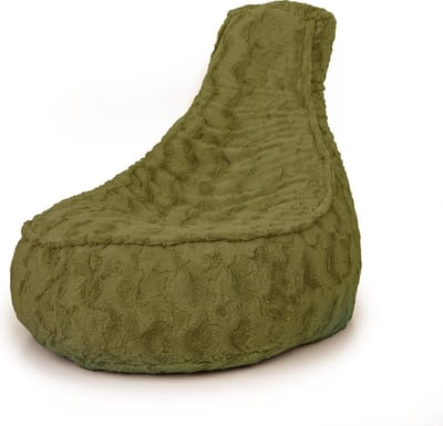 Drop & Sit - zitzak/stoel - stijlvolle bontlook (faux) - olijf - Noa JR - 100 Liter