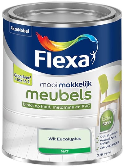 Flexa - Mooi Makkelijk Meubels Mat - Wit Eucalyptus - Mengverf - 750 Ml