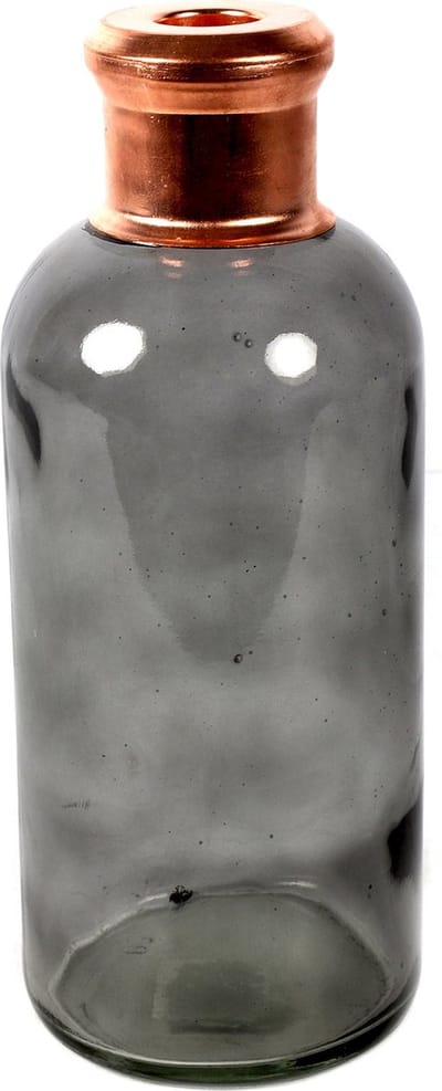 Countryfield Bloemenvaas Firm Bottle - transparant grijs/koper - glas - 11 x 27 cm
