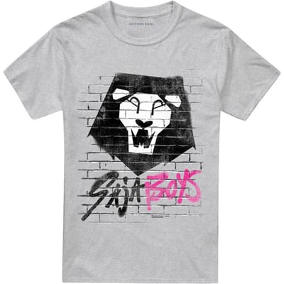 K-Pop Demon Hunters Unisex volwassen Saja Jongens Graffiti T-shirt (Heide Grijs)