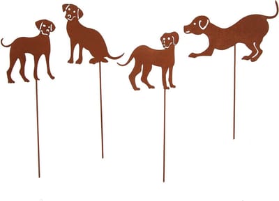 Tuinsteker Hond - Roestdecoratie Metaal - Tuin Decoreren - Edelroest Look - 15.5 x 25.5 cm - Roestbruin