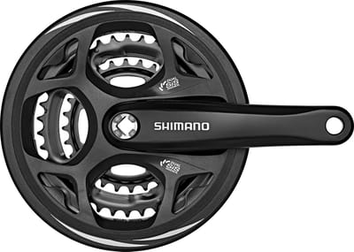 7/8-speed Shimano Altus FC-CM311 48/38/28T crankstel met kettingkast - Zwart