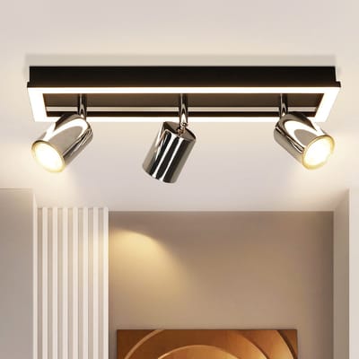 NETTLIFE Opbouwspot LED - 15W - zwart - 3-lichts - GU10 Fitting - 3000K Warm Wit Licht - Moderne Plafondlamp - draaibar Plafondspot - Max.25W - Metaal - voor Hal | Woonkamer | Keuken - Zonder Lichtborn