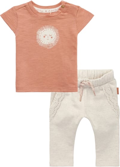 Noppies - Kledingset- 2 delig - Broek Astea oatmeal - Shirt Nicolett Rose Dawn - Maat 86