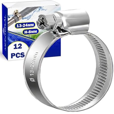 Slangklemmen Set 12 stuks RVS Ø 13-24 mm - Geschikt voor Zwembad, Tuin, Auto en Wasmachine