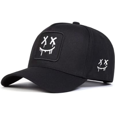 Unisex Xx Lachend Gezicht Borduurwerk Baseballpetten Lente Herfst Buiten Verstelbaar Casual Petten Zonnehoed Sportpet black