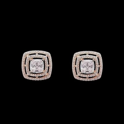 Victoria Valenza 925 Sterling Vergulde Ajour Oorbellen met Zirkonia Stenen - Oorknoppen - 925 sterling zilver - Goudkleurig - Zirkonia