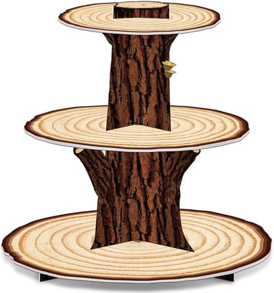 Drie-laagse cupcake standaard voor muffins en desserts in boomstamdesign, opvouwbaar voor verjaardagsfeesten en bruiloften, perfect voor presentatie en decoratie