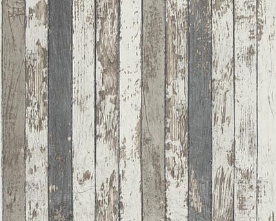 SLOOPHOUT BEHANG - Bruin Grijs Wit - Industrieel - AS Creation Best of Wood'n Stone