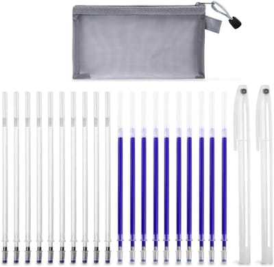 Set van 20 uitwisbare stofmarkers met viltpunt, inclusief etui - Kleurige uitwisbare pennen voor quilten, naaien en textielprojecten