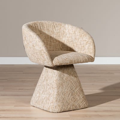 Bronx71® Eetkamerstoel Lenn draaibaar chenille beige - stoel