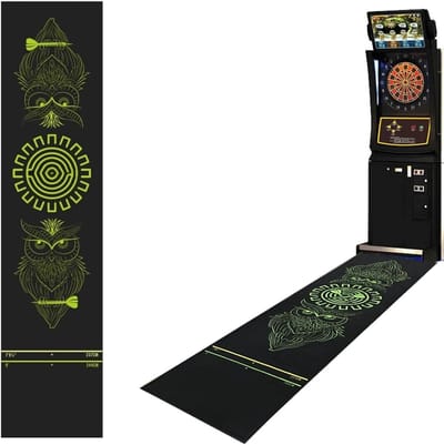 Professionele Dartmat - Rubberen Vloerbeschermer - Dartspel Oefenen - Ingebouwde Werplijnen - 295x70cm - Zwart