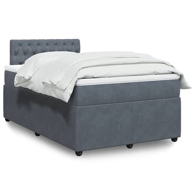 vidaXL - Boxspring - met - matras - fluweel - donkergrijs - 120x190 - cm