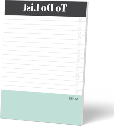 Kladblok Dagplanner - Todo lijst Notitieblok - Dagelijkse taken organiseren - Sterke magnetische achterkant - 8.5x6 inch - Houtskool/Munt