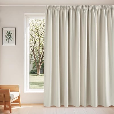 Dailygoods- Gordijnen Verduisterend 300B x 245H cm - Gordijnen Kant en Klaar - Thermische Gordijnen - Woonkamer/Slaapkamer - Lichtbeige - Handwasbaar - Raamdecoratie