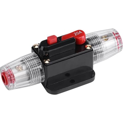 DC12V-24V Auto Stroomonderbreker Reset Inline Zekering Omvormer Audio/Video Systeem Bescherming (20A) black