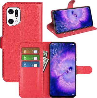 MobyDefend Hoesje - Geschikt voor Oppo Find X5 - Kunstleren Wallet Book Case (Sluiting Voorkant) - Rood