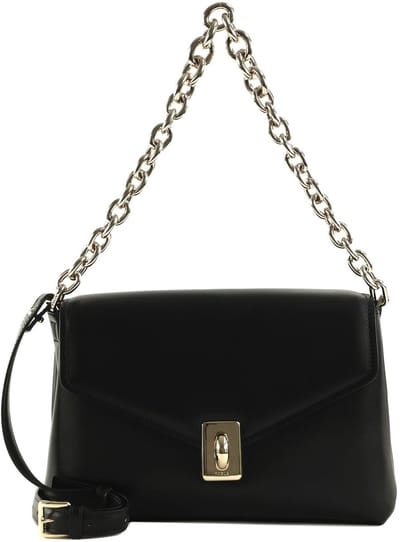 FURLA Leren Schoudertas Meridiana Crossbody Bag With Double Strap Nero Zwart