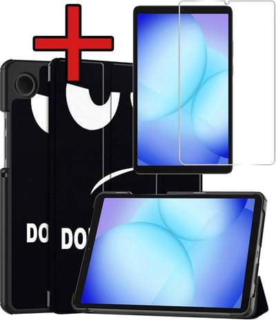 Hoesje - Geschikt voor Samsung Galaxy Tab A11 / A9 - Met Screenprotector - Hardcover Book Case - Trifold Bookcase Hoes - Hard Cover - Tablethoes - Don't Touch Me