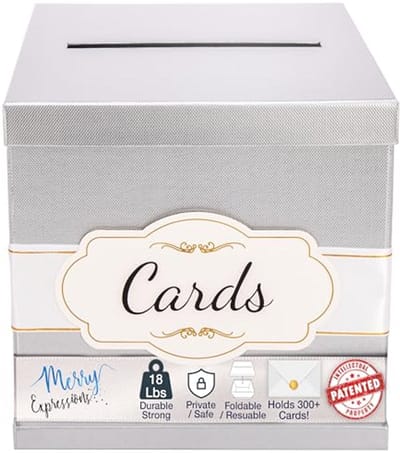 Elegante Zilveren Kaartendoos voor Bruiloft en Feesten - 25x25 cm - Luxe Herinneringen en Cadeaus