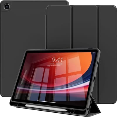 Casemania Hoes Geschikt voor Samsung Galaxy Tab A9 (8.7 inch) - Zwart - Tri Fold Tablet Case - Smart Cover