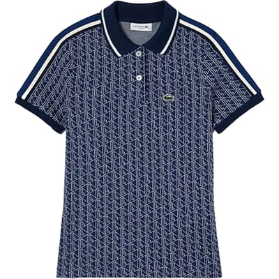 Lacoste Dames Jacquard Slim Kortekorte Polo (Methyl Blauw)