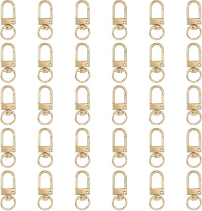 Set van 30 Gouden Carabiners, Metalen Haakjes met D-Ring, 360° Draaibare Sluiting voor Sleutelhangers en Doe-Het-Zelf Projecten