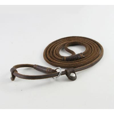 Laisse à étranglement pour chien Laisse lisse durable en cuir véritable Laisse pour chien légère réglable Collier à étranglement pour animal de compagnie Chiot pour Bouledogue Chihuahua Carlin Haute Qualité 160cm (Dia. 0.6cm) marron