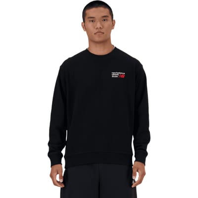 New Balance Athletics Premium Logo Crew Sweatshirts Heren - Zwart - Maat L - Katoen Jersey