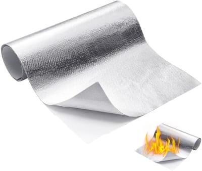 Dailygoods- Hittebeschermingsmat 30 x 60 cm - Zelfklevend - Aluminium Glasvezel - Hittebestendig - Waterafstotend - Temperatuurbestendigheid tot 550 graden Celsius - Hittebeschermingsfolie