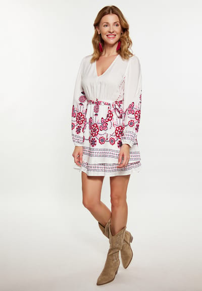 usha Jurk Dames Wit Veelkleurig