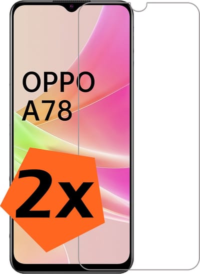 Screenprotector - 2 Stuks - Geschikt voor OPPO A78 5G - Extra Sterk - Gehard Glas - Beschermglas - Tempered Glass - Screen Protector