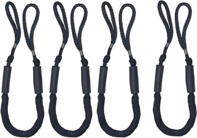 Bungee Docklijn - Meertouw Boot - Boot Aanleggen - Ingebouwde Schokdemper - 1.1 m uitrekbaar tot 1.7 m - Zwart