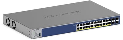 Netgear GS728TXP 28-Port Gigabit Ethernet Stackable Smart Switch 24 PoE+ Ports 2 Copper 10G 2 SFP+ 10G
