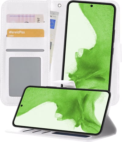 Hoesje 2 in 1 - Geschikt voor Samsung Galaxy S22 Plus - Met Uitneembare Hard Cover - Bookcase - Wallet Case - Met Pasjeshouder - Book Case - Uitneembaar - Pashouder - Kunstleer - Wit
