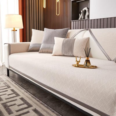 Grijze Rand Bankbeschermhoes Voor Woonkamer Universele Kussenmat Bankhoezen Effen Kleur Antislip Bankhanddoek Woondecoratie 70x70cm 1pcs