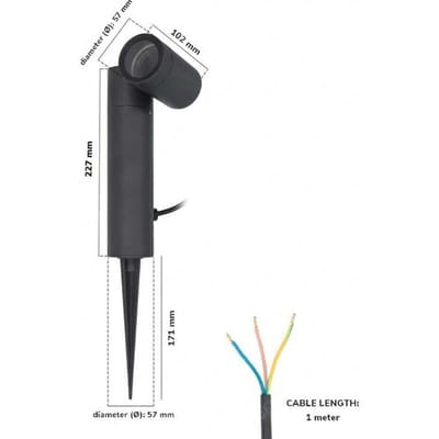 HOFTRONIC Pinero LED prikspot - GU10 4 Watt 345 Lumen - Dimbaar - Kantelbaar - 4000K neutraal wit - IP64 Waterdicht - Zwart - Tuinspot - Pinspot