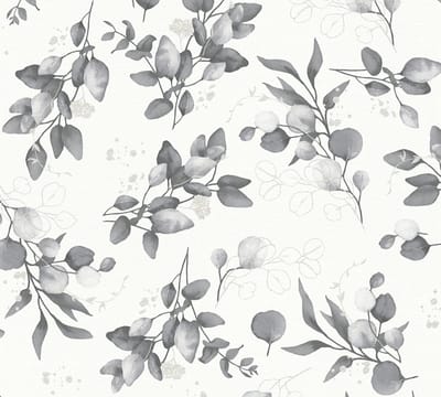 EUCALYPTUS TAKKEN BEHANG | Engelse Style - Wit Zwart Grijs Zilver - A.S. Création Pure Elegance