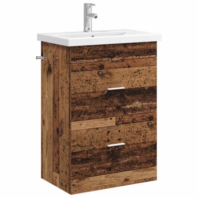 vidaXL - Badkamermeubel - Set - Oud - hout - 61 - x - 40 - x - 84,5 - cm - Bewerkt - hout