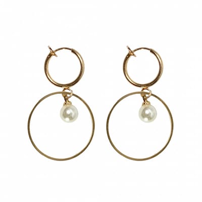 Klem oorbellen -Synthetische parel - oorring - goudkleurig - geen gaatje- Charme Bijoux