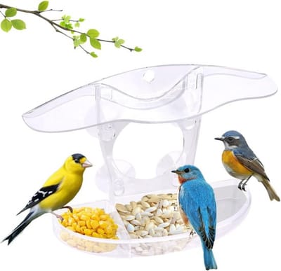 Transparant Vogelhuis met 4 Sterke Zuignappen voor Raamvoedering