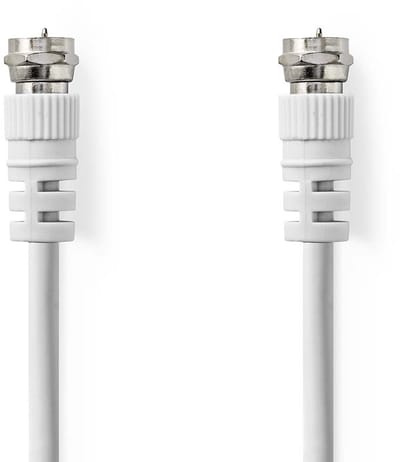 Nedis Satelliet- en Antennekabel - F-Male - F-Male - Vernikkeld - 75 Ohm - Dubbel Afgeschermd - 5.00 m - Rond - PVC - Wit - Label