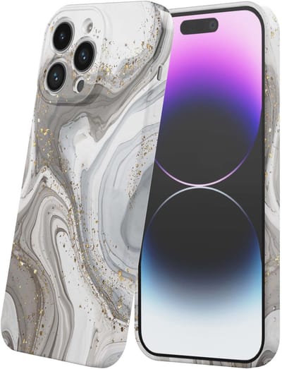 Smartphonica Telefoonhoesje Geschikt voor iPhone 14 Pro Max met Zilver Marmer Opdruk - Flexibel Softcase TPU - Backcover Case Silver Marble Design geschikt voor iPhone 14 Pro Max