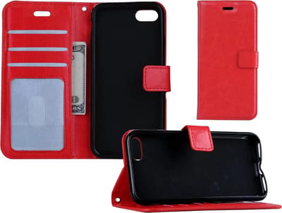 Hoesje - Geschikt voor Apple iPhone SE (2020) - Luxe Bookcase - Walletcase Hoes - Portemonnee - Cover - Telefoonhoes - Rood